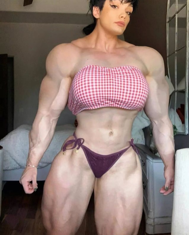 muscles, biceps, bigboobs, panties, bodybuilder