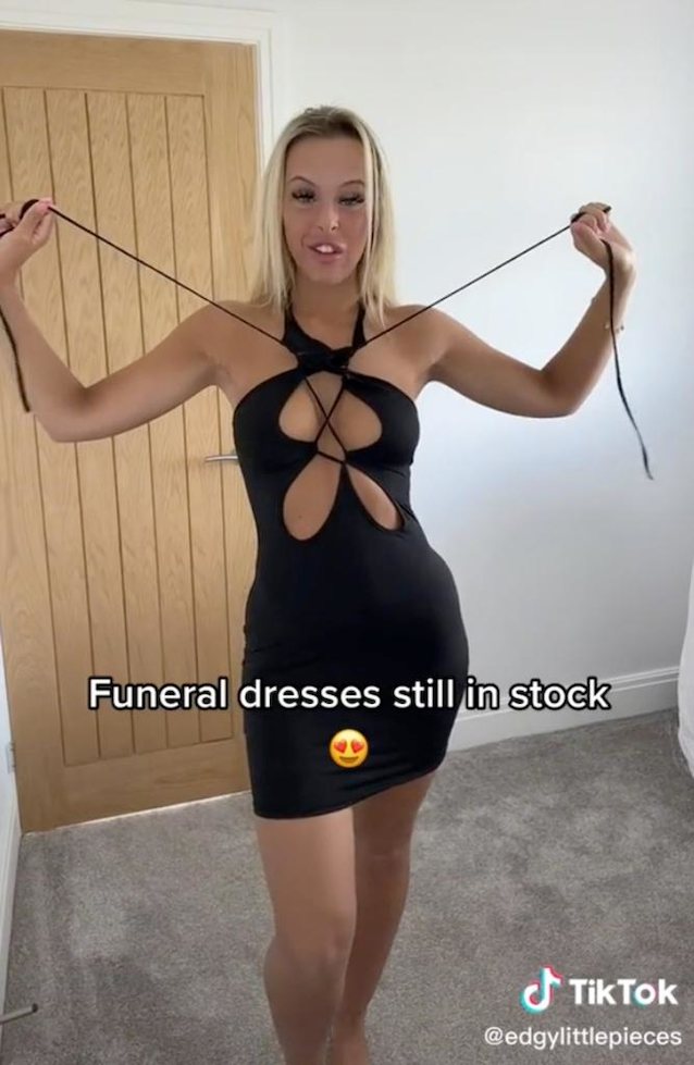 tiktok, model, blonde, big tits, dress