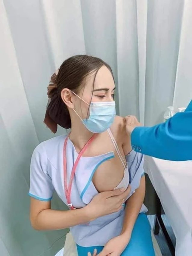 antivax, vaccine, big tits, tits, mask