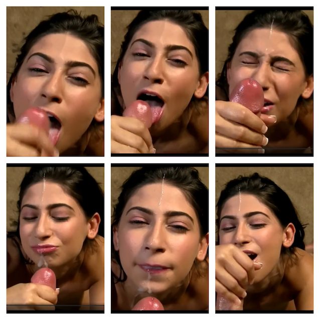 brunette handjob cumshot