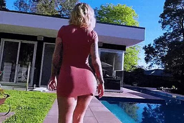 ass, tattoo, pool, blonde, big ass