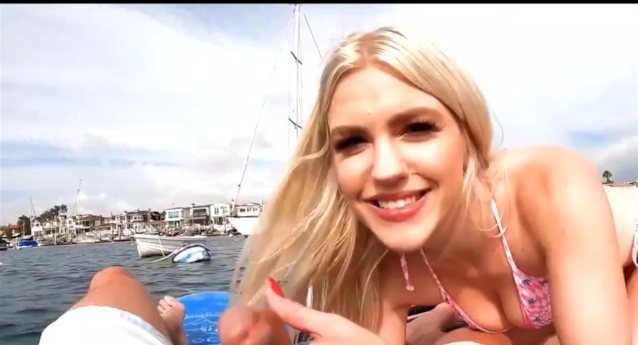 public, blonde, bikini, boat, blowjob