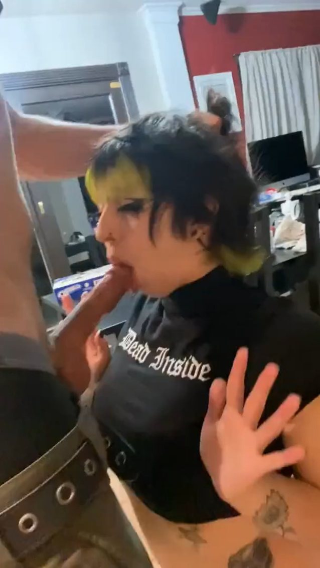 goth green hair blowjob