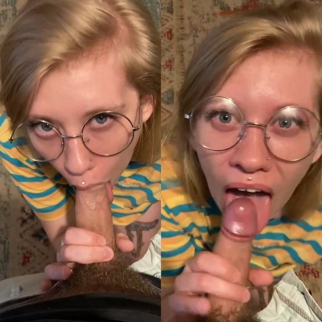 blonde blowjob glasses