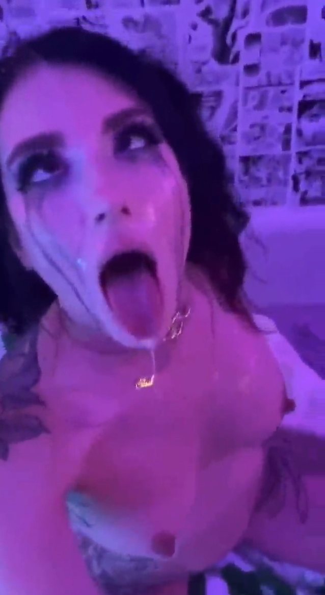 goth, cum, facial, ahegao, tatoo