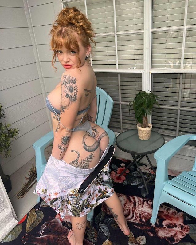 redhead, tattoo, tat, big ass, red lips