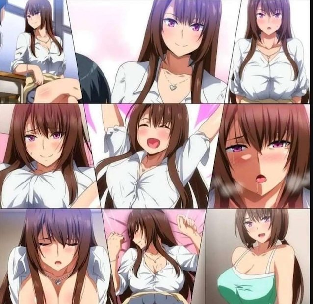 brown hair, big tits, purpure eyes, hentai