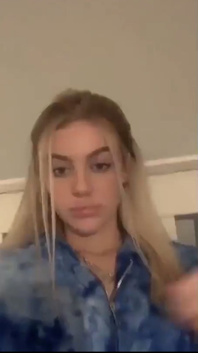 blonde blue jacket white