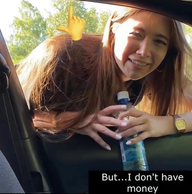 car brunette public