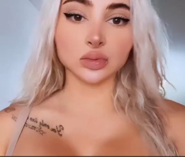 white hair, tattoo, lip filler