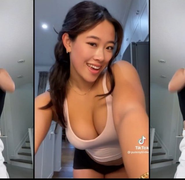 big tits, big boobs, asian, tiktok, white tank top