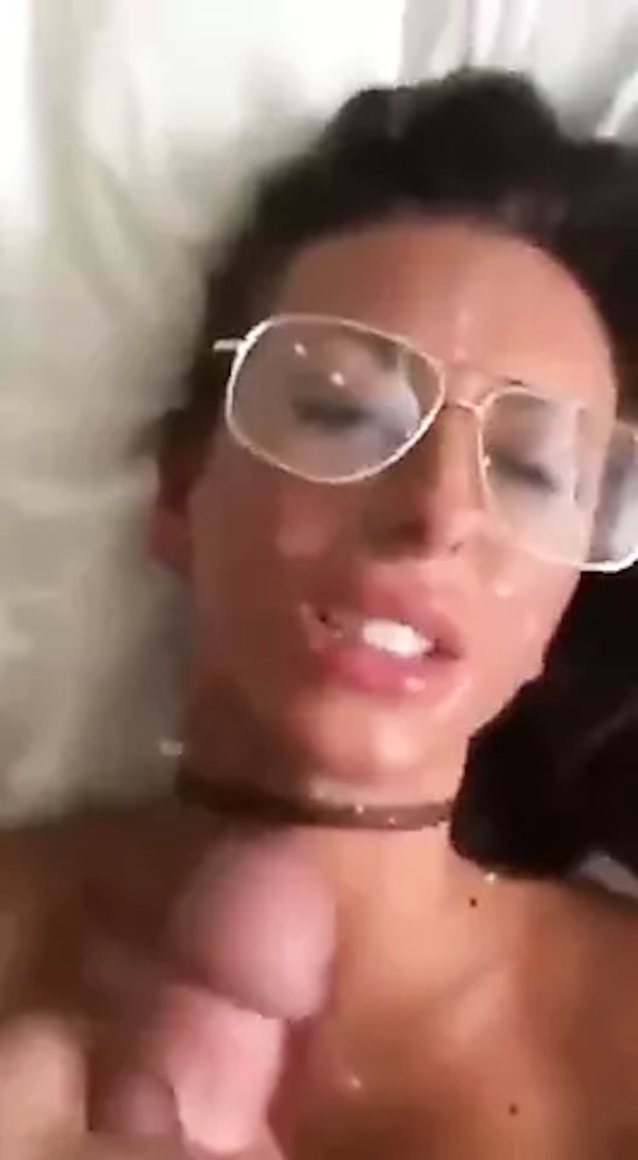 cumshot, facial, glasses