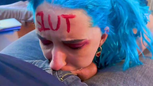 blue hair, throat fuck, choked