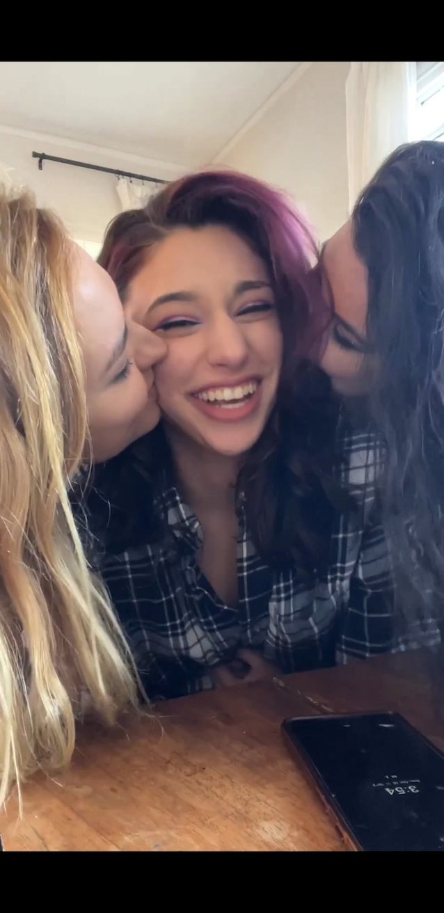 cute smile, happy pornstar, threesome