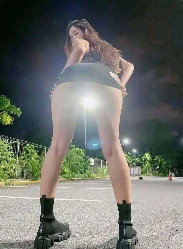 big ass, parking lot, outdoor, dress, boots