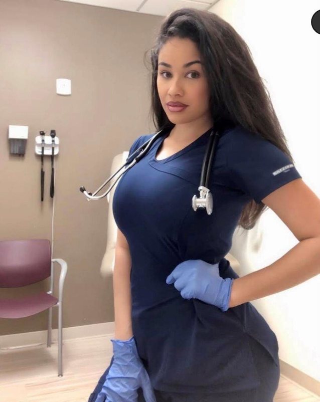 latina, brunette, nurse, big tits, model