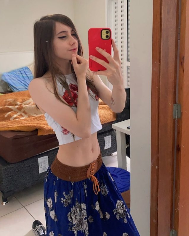 teen, shemale, mirror, skirt