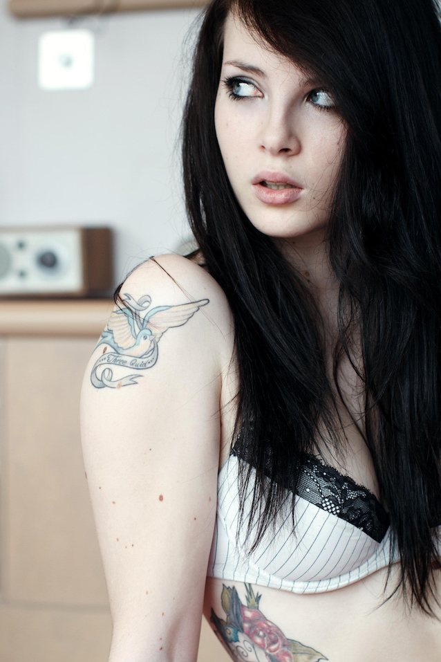 pic, brunette, non nude, beautiful, tatoo