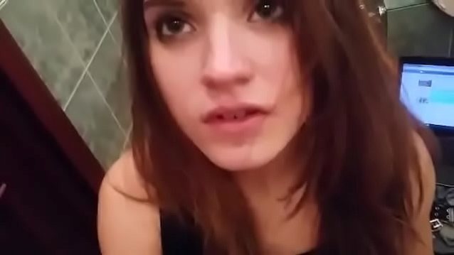 blowjob, pretty, dark hair, on knees, sucking dick