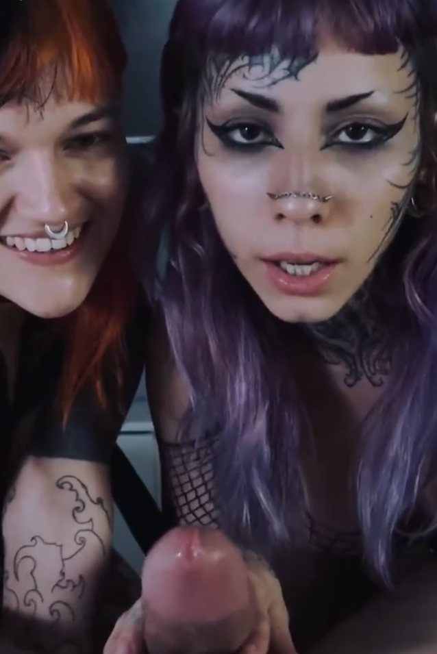 tatoo, threesome, blowjob