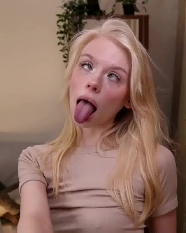 ahegao, tongue, blonde