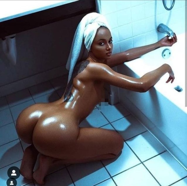 ebony, black, big booty, bathroom