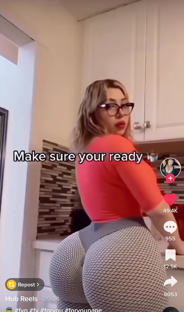 fat ass, big ass, glasses, lipstick, tiktok