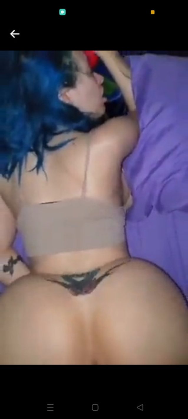 blue hair, big ass, fat ass, tattoo