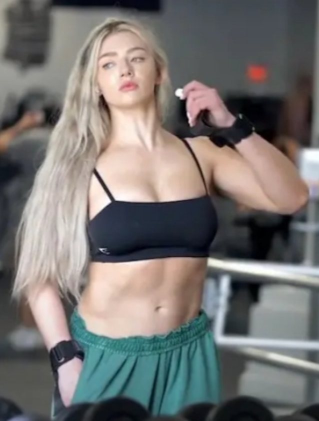 blonde, gym, model