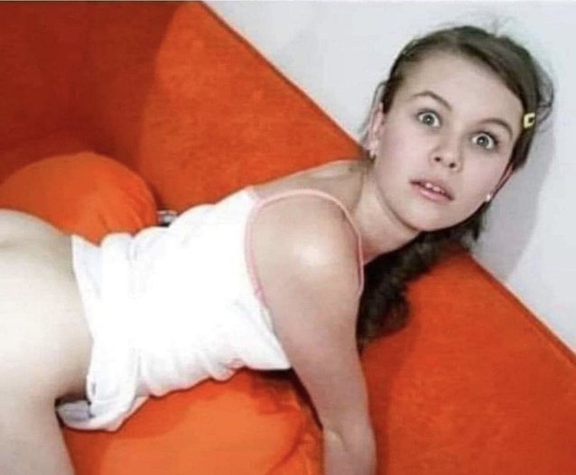 teen, orange sofa, female