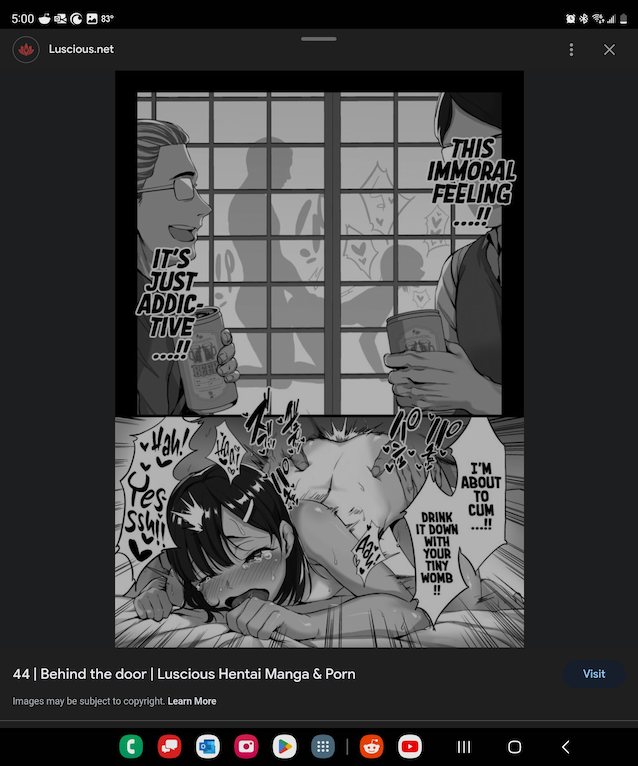 heentai, manga, black hair, behind the door, drinking