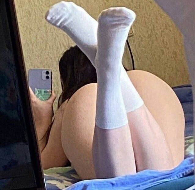 big ass white socks black hair