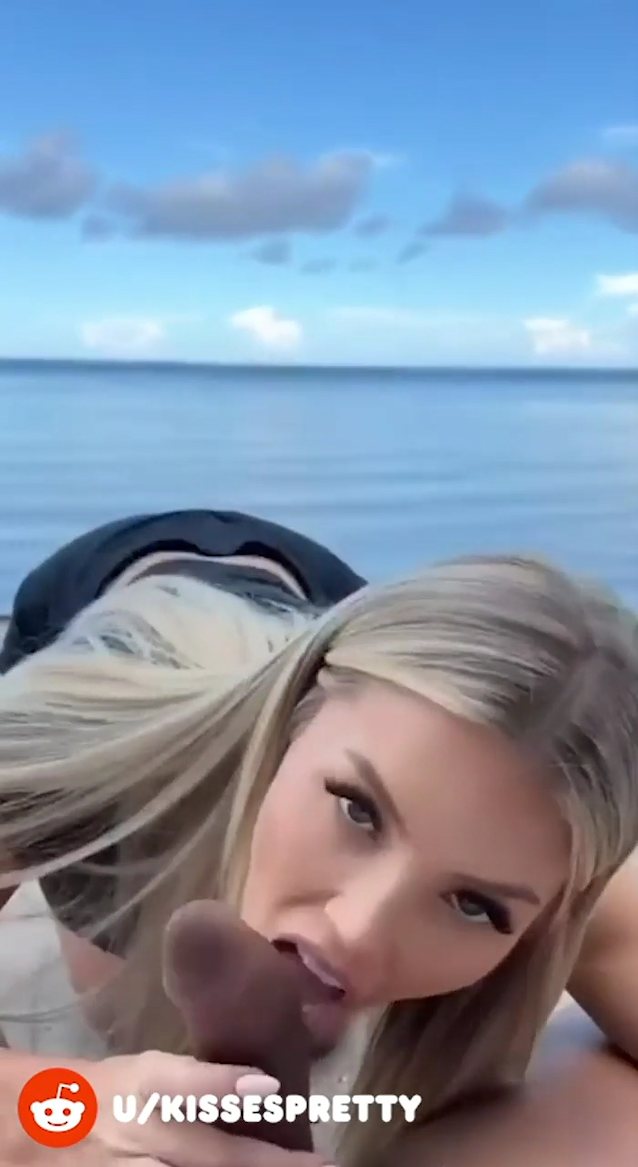 beach blonde blowjob