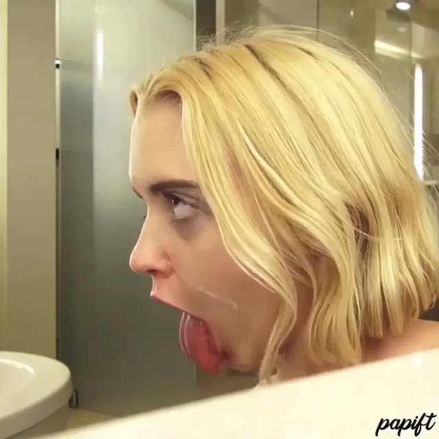 oral, blonde, pale, bathroom