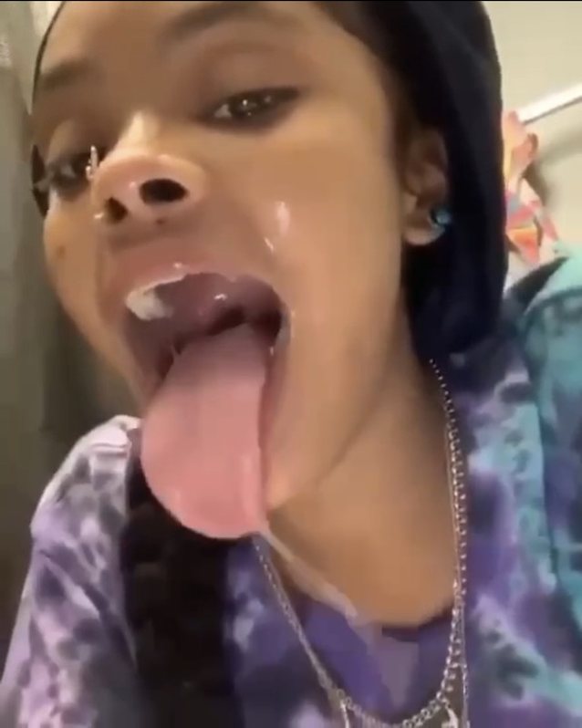 ebony, throat, ahegao, tounge, black