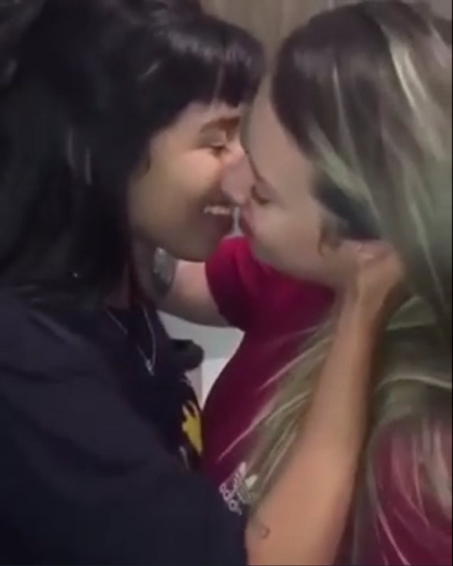 lesbian, kissing, party