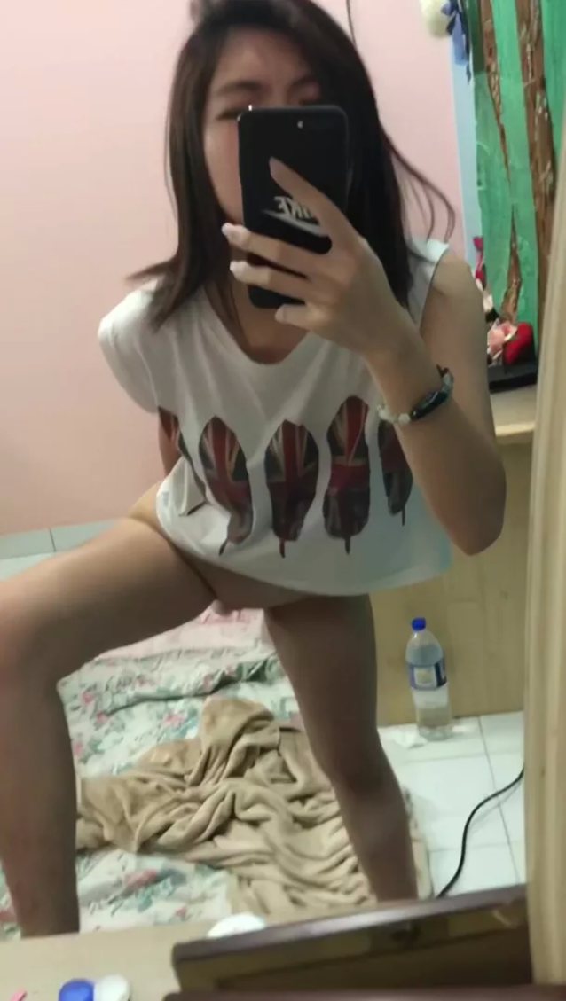 asian, masturbate, mirror