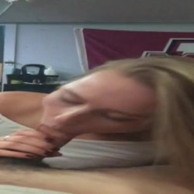 blonde, dorm, blowjob