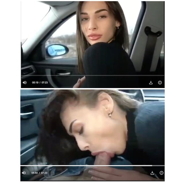 brunette, big boobs, blowjob, car