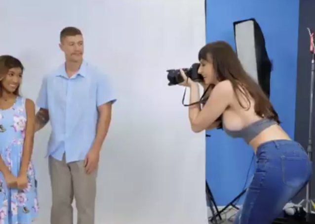 photoshoot threesome blowjob