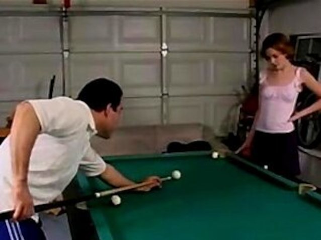 teen, pool table, 2000s, seducing, small tits