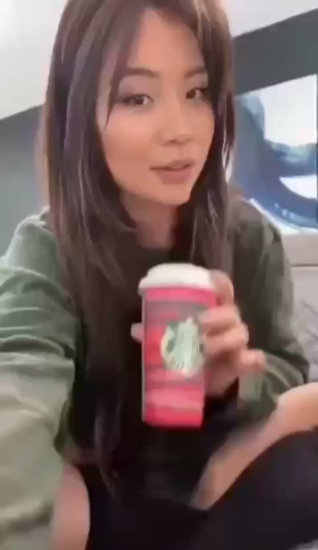 asian, tease, starbucks, cup, pussy