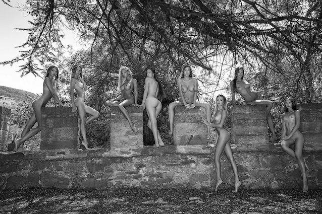 russia, many girls, shooting, nude art, castle