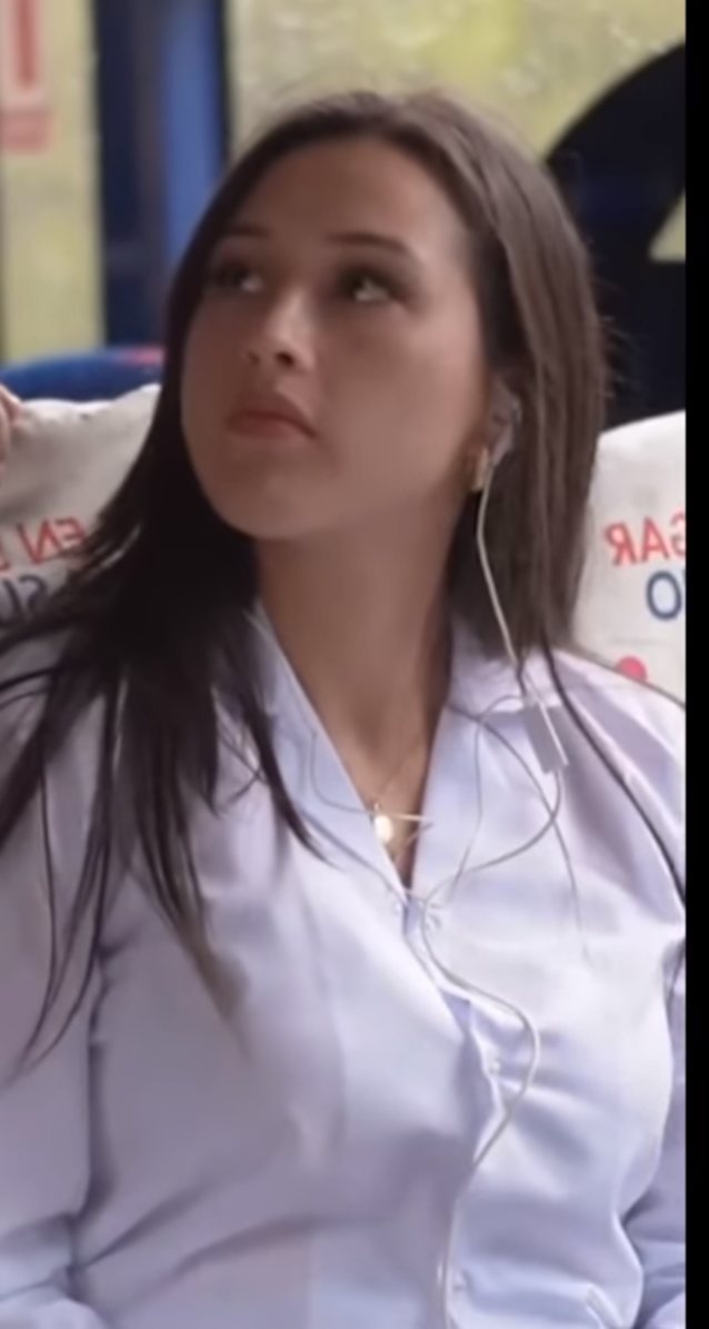 brunette teen bus school uniform