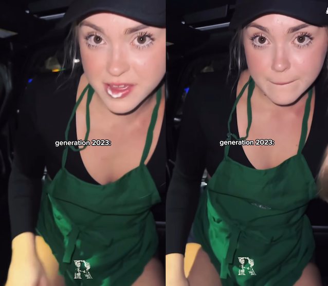 starbucks, batista, blowjob, car, blonde