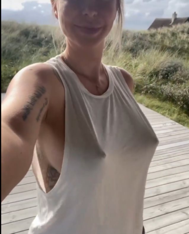 perky tits, blonde, big tits, natural, tattoo