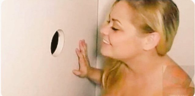 gloryhole, blonde, blowjob