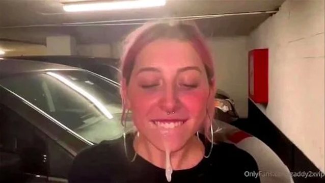 piercing, blowjob, cum, white girl, pink hair