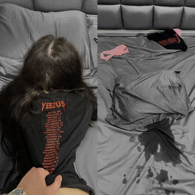 bed black hair squirting