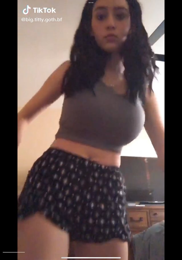 tiktok, big tits, skinny, brunette, teen